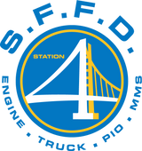 SFFD Station 4 round bridge logo in blue and gold