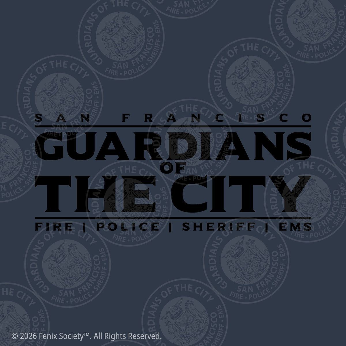 Guardians of the City back artwork for the SFPD Marine Unit duty T-shirt