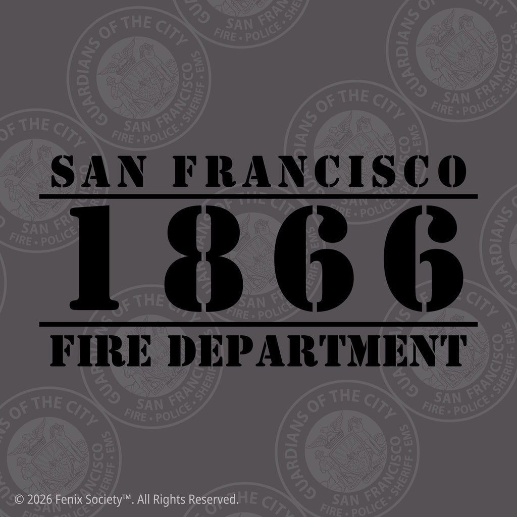 San Francisco 1866 Fire Department back artwork for the PIO hoodie