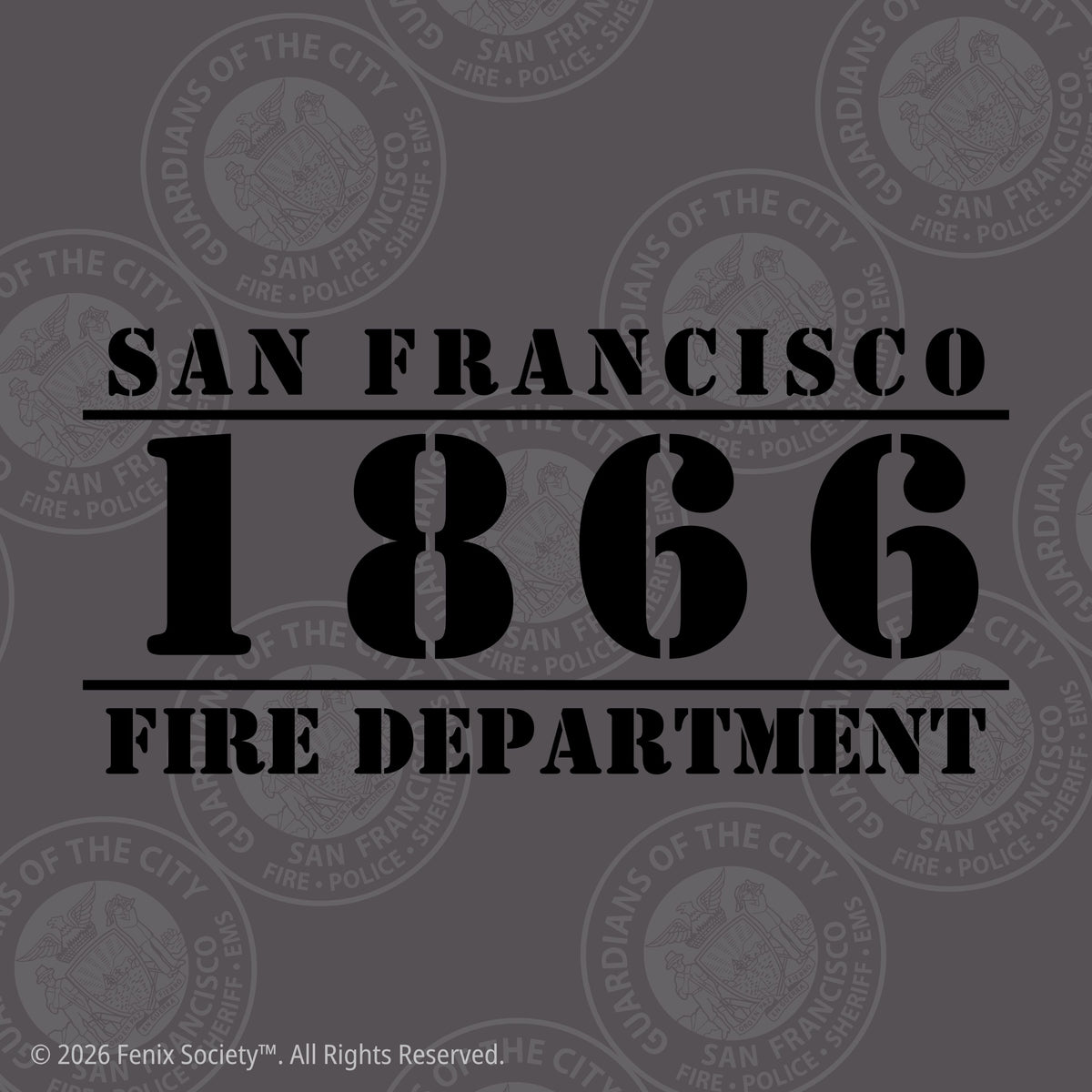 San Francisco 1866 Fire Department back artwork for the PIO hoodie