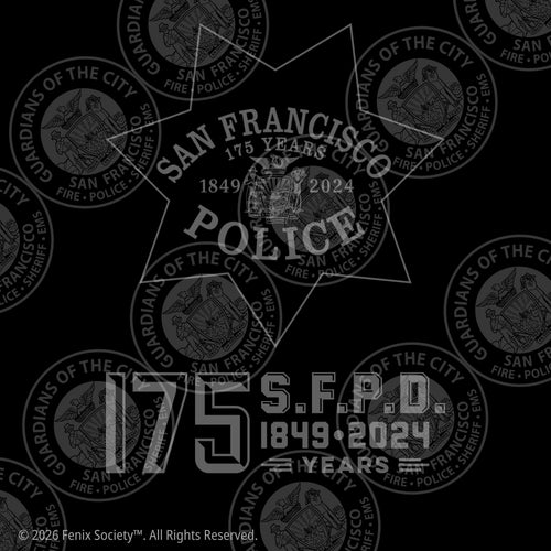 SFPD badge and 175th Anniversary chest artwork, 1849–2024