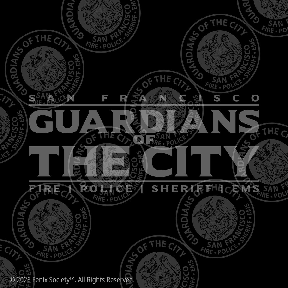 Guardians of the City back artwork for the SFPD anniversary T-shirt