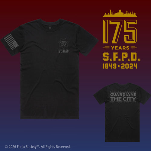 Front and back mockups of the SFPD 175th Anniversary PURE ZERO duty T-shirt