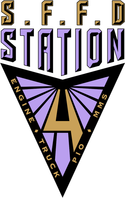 SFFD Station 4 crest in purple and gold
