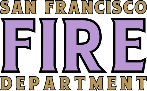 San Francisco Fire Department V-Squad artwork in purple and gold